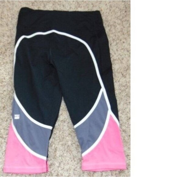 Womens Victorias Secret Sport VSX Capris Medium Black Pink Pull On Leggings - Picture 5 of 5